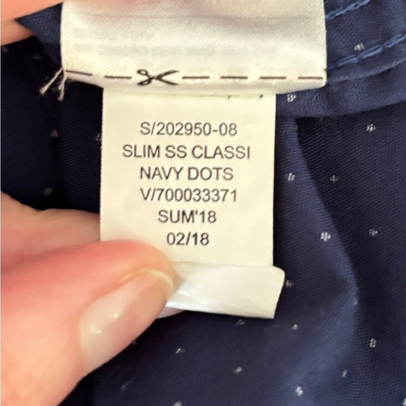 Old Navy Men's Size XL Button Down Short Sleeve Blue‎ White Polka Dots Preppy - Picture 7 of 9